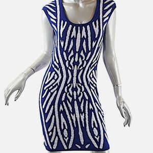 New Milly Cobalt Blue and White Mini Sweater / Sheath dress - Sz M